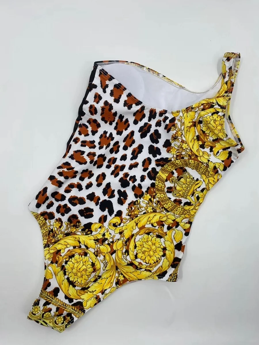 Женский модный сексуальный купальник с леопардовым принтом на одно плечо