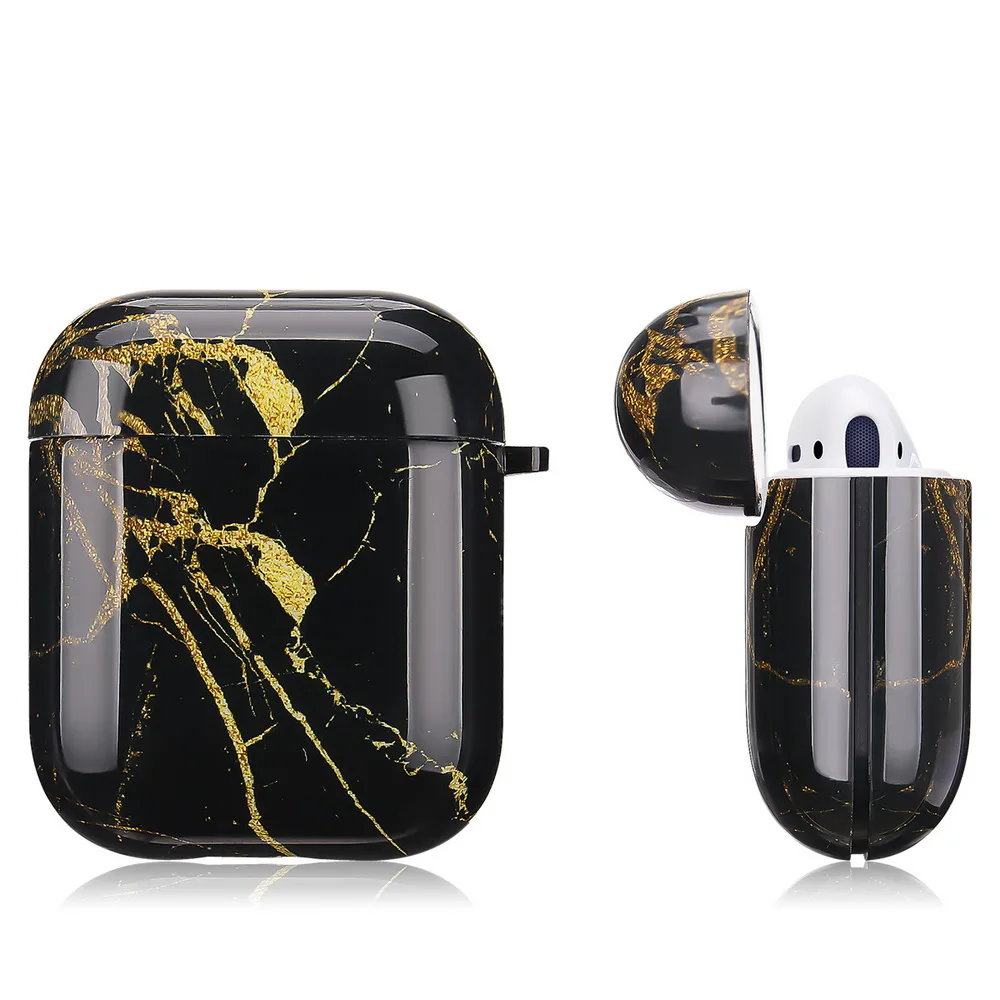 Новый роскошный чехол из мягкого ТПУ для наушников Apple Airpods 1 2 Глянцевая IMD черного