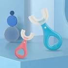 Силиконовая U-образная зубная щетка, дорожная U-образная Мягкая зубная щетка для детей пищевого класса, зубная щетка с вращением на 360 градусов и ручкой