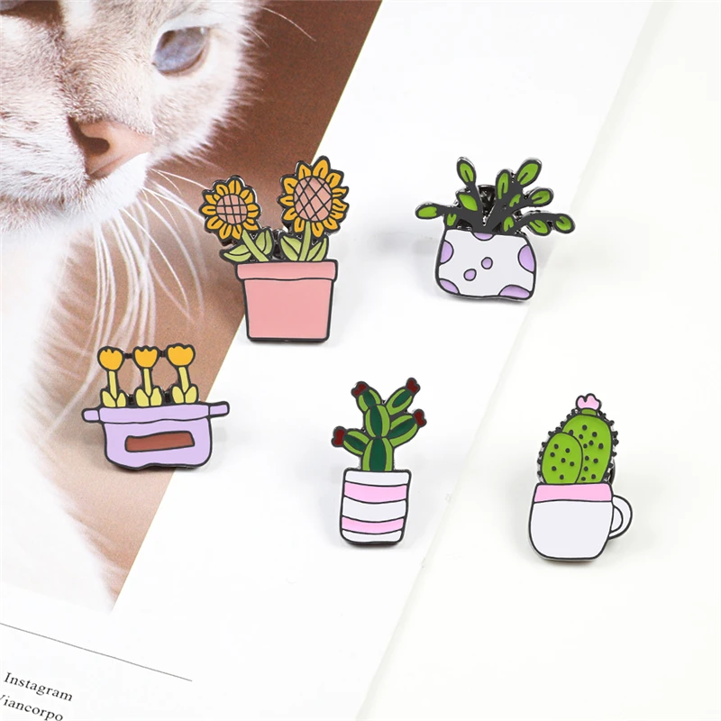 2-6 шт./компл. мультяшный эмаль коллекция булавок кактус растение Череп Скелет на