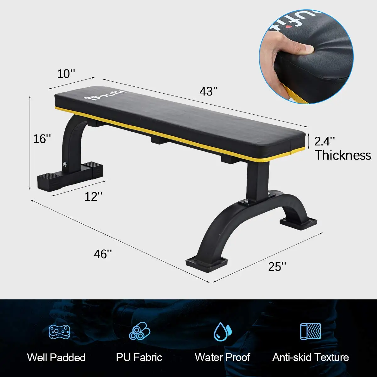 

Doufit Bodybuilding Chair Muscle Training Chair Sit-up Board Fitness Equipment Weightlifting Strength Training Dumbbell Bench