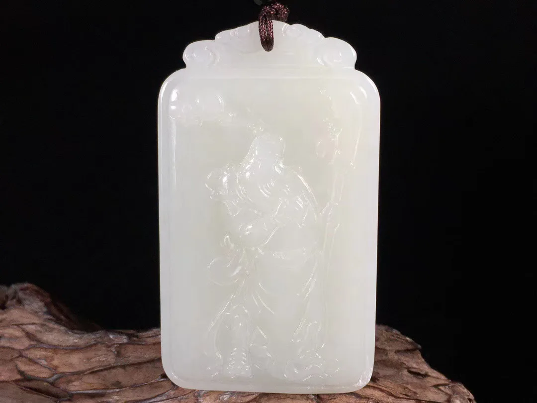 

Кулон Guan Yu ручной работы из натурального белого нефрита, простой кулон в стиле ретро, темпераментная бижутерия, модная для женщин и мужчин