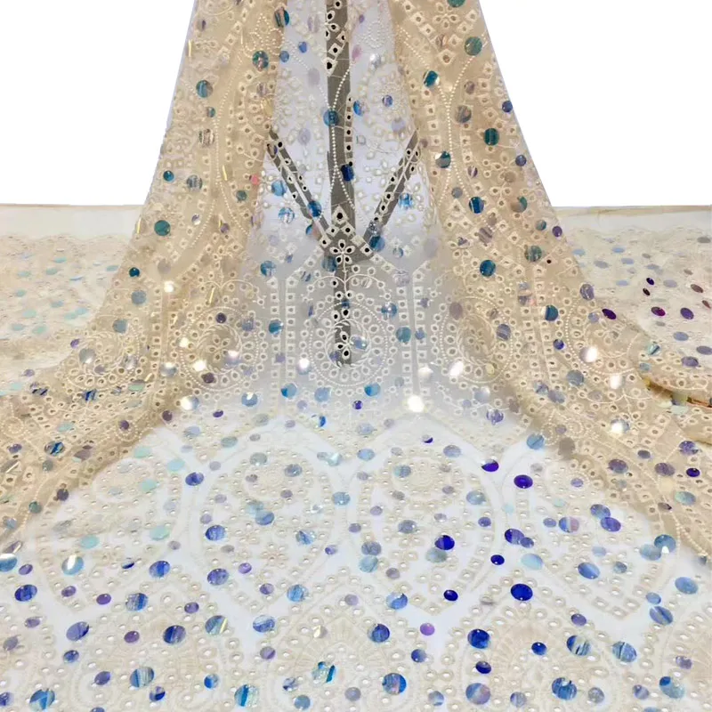 

Gold Sequined African French Mesh Net Lace Fabric For Evening Party Dress Fabrics 2020 New Nigeria Sequins Voile Pink f200426