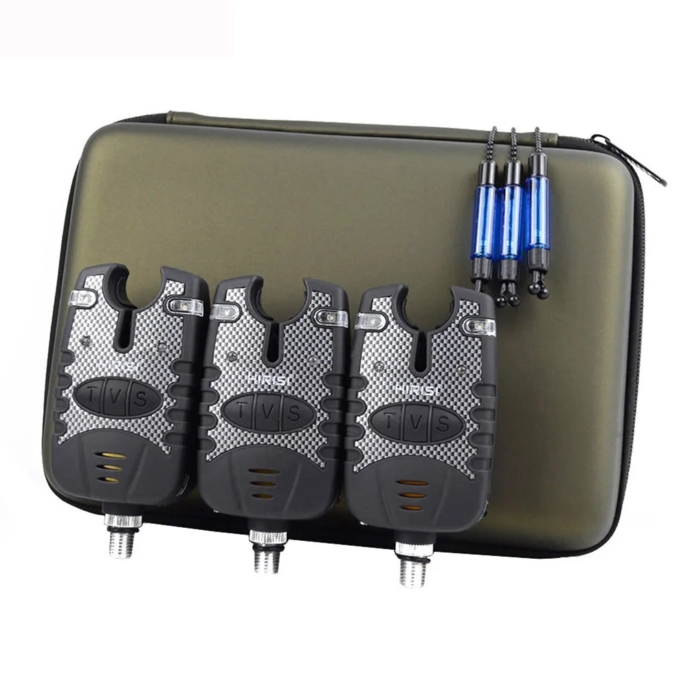 

Fishing Bite Alarms Adjustable Volume Sensitivity Sound and Light with Swinger and Tackle Case