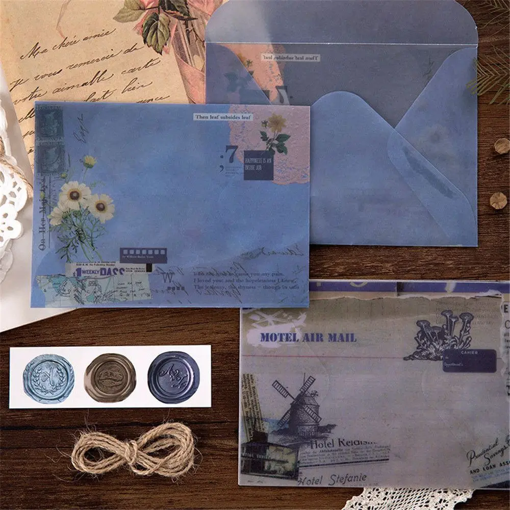 3 шт винтажные полупрозрачные кислотные бумажные конверты с буквенным принтом