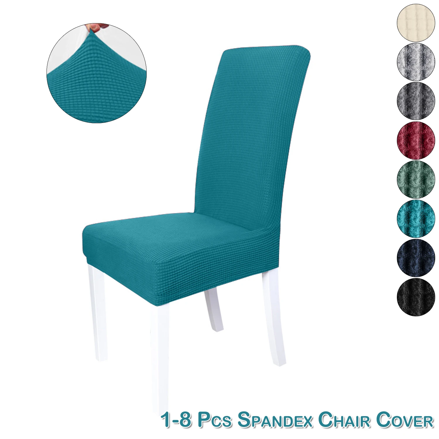 

Chair Covers Solid Colour Jacquard Seat Cover Spandex Stretch Chair Slipcovers For Dining Room Wedding Banquet Home Decor L Size