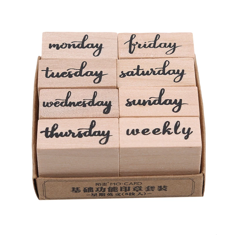 Vintage Date Stamp Set Bullet Journals Supplies Wood Stamps Basic Function Number Monthly Planner Stamps Stationery