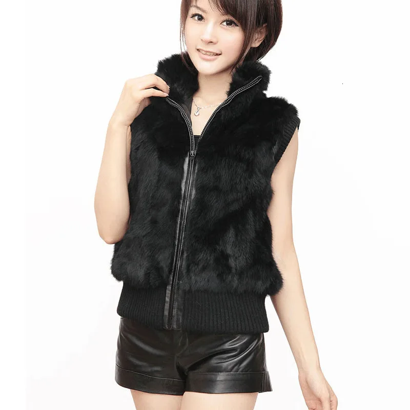 Жилет из искусственного меха пальто короткое без рукавов корейское зимнее