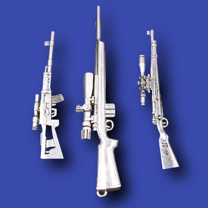 3D снайперская винтовка посеребренный тон металлическая подвеска панк ожерелье