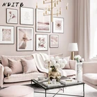 Картина на холсте с изображением цветов, травы, природы, пейзажа, скандинавские украшения, настенный плакат, скандинавские волны, ботаническая картина