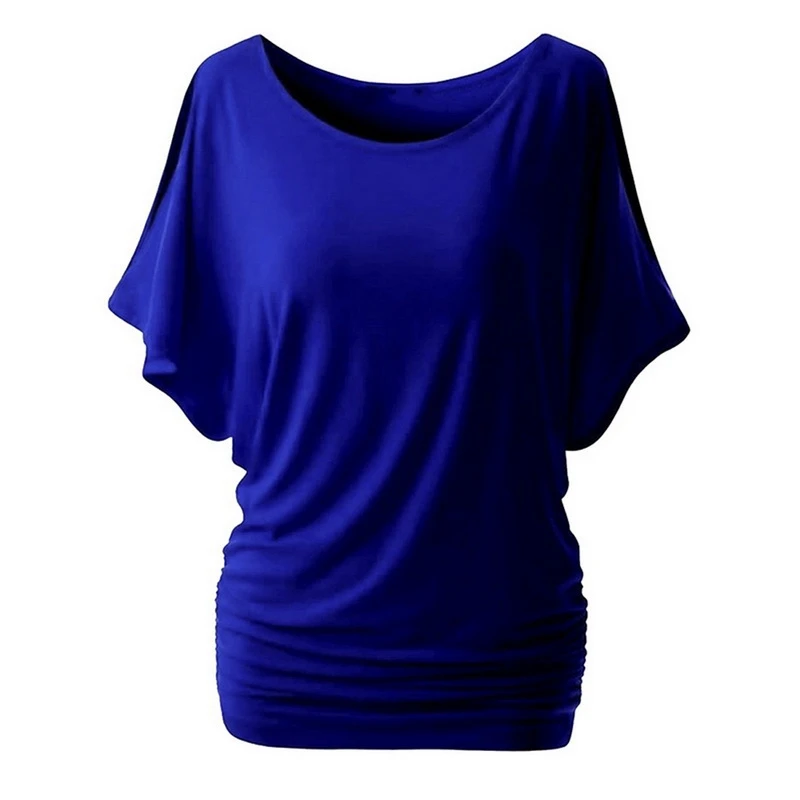 Sexy Shoulder Casual Loose Short Bat Sleeve Women's T-Shirt for Summer - Muyogrt Plus Size Clothing image 3