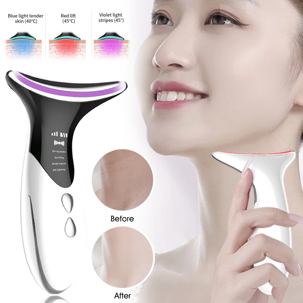 

Remove Double Chin Neck Device EMS LED Photon Therapy Anti-Wrinkle Ion Vibration Face Skin Lifting Tightening Massager 4In1