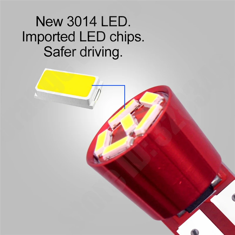 10 шт. суперъяркие Автомобильные светодиодные лампы T10 168 194 W5W 6 4014 SMD DC 12 В |