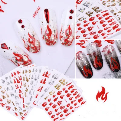 Ультратонкий дизайн ногтей Mirage Aurora Flame осенние слайдеры Nailart стикеры самоклеящиеся огненная фольга matrica для маникюра Deco Tips