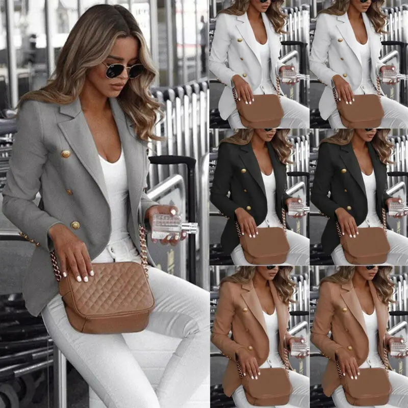 Женское деловое пальто с длинным рукавом Повседневная однотонная приталенная