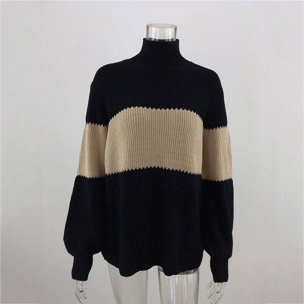 New Arrival Women Knitted Striped Sweaters Warm Turtleneck Full Sleeve Pullover Fall Winter Fashion Knitting Jumpers | Женская одежда