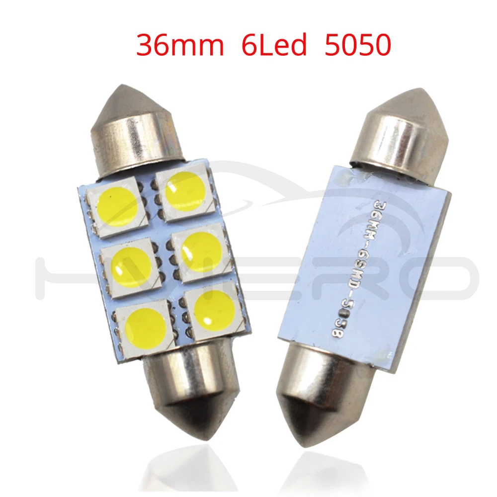 10X Белый светодиод 31 мм 36 39 41 C5w c10w 5050 6Led DC 12v гирлянда для салона купольный