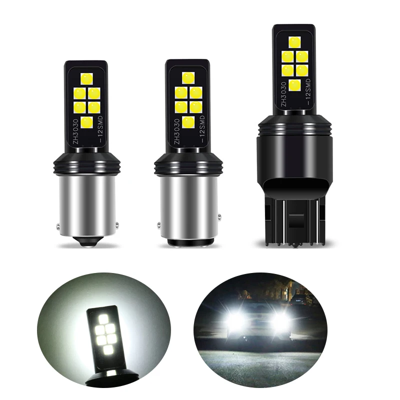 

LSlight 2PCS BAY15D 1157 Light Bulb White 1156 BA15S W21W 7440 T20 LED 3030SMD Car Reserve Lamp Auto Brake 12V Lamp Turn Signal