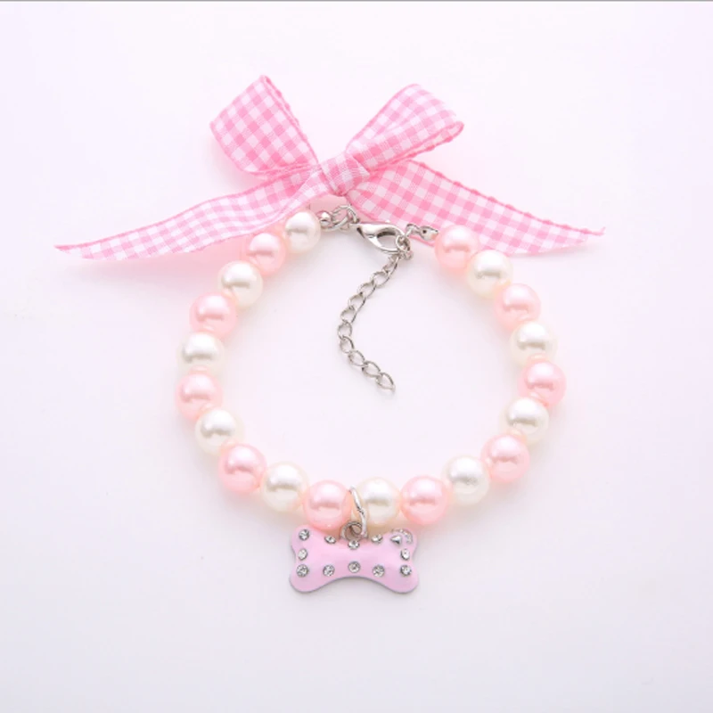 

Fashion Dog Necklace Pet Puppy Dog Cat Pearl Jewelry Decorative Collar Accessories Love Pendant For Small Dogs Cats Supply