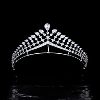 funmode clear aaa cubic zircon tiaras women crown hair accessories for party gifts hairbands wholesale fc04