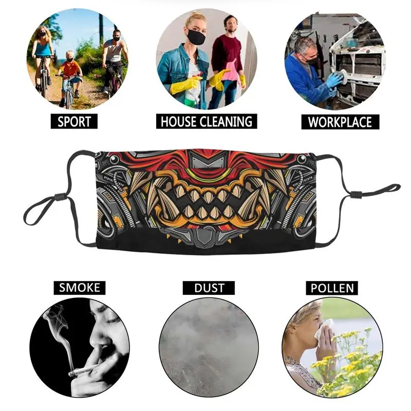 Robotic Demon With Gas Reusable Mouth Face Mask Adult Unisex Oni Hannya Monster Anti Dust Haze Protection Respirator Muffle | Аксессуары