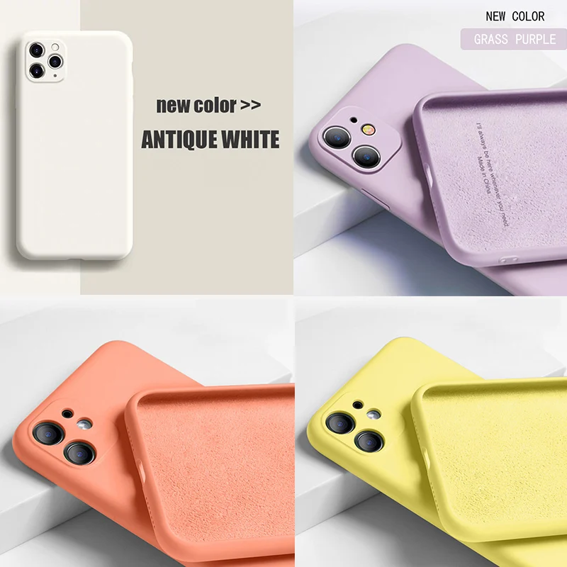 full cover camera liquid silicone phone case for iphone 13 11 12 pro max x xs xr 8 7 6 6s plus 5 5s se official quality cover