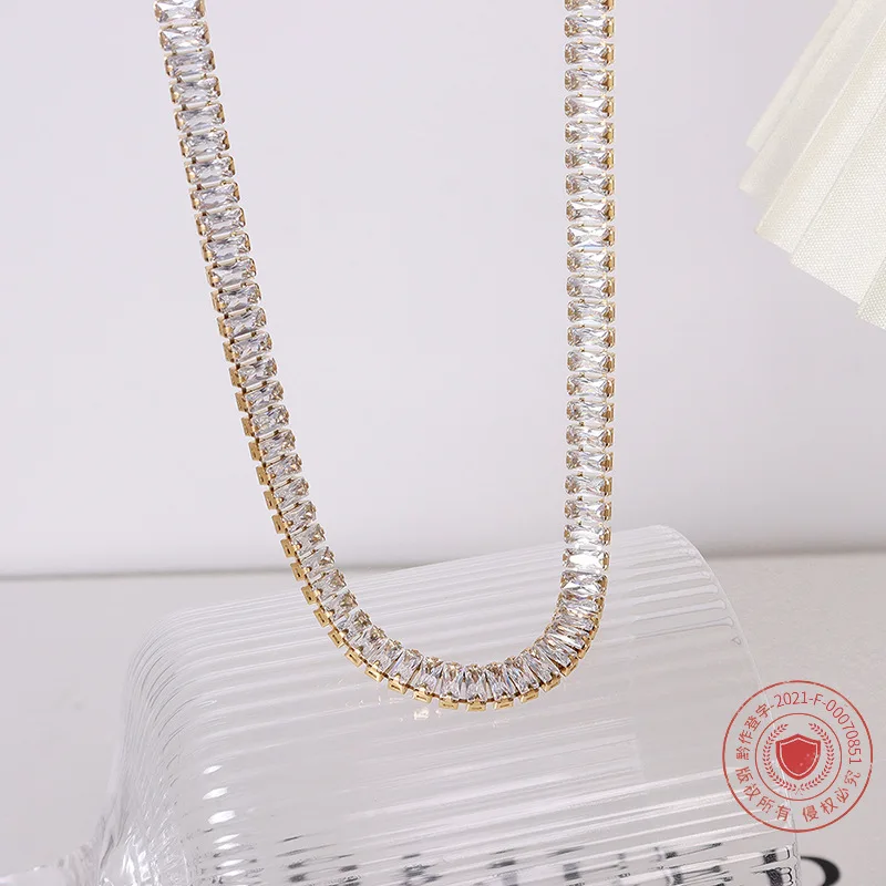 Ожерелье для тенниса французский чокер простой Звездный циркон титановая сталь