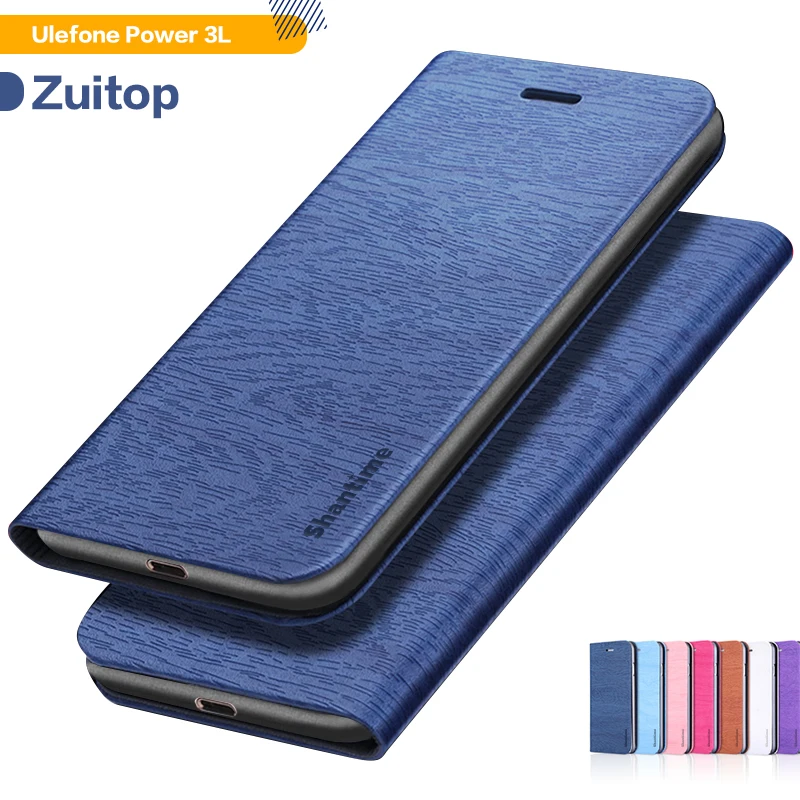Чехол книжка с деревянной текстурой для Ulefone Power 3L деловой чехол Мягкая