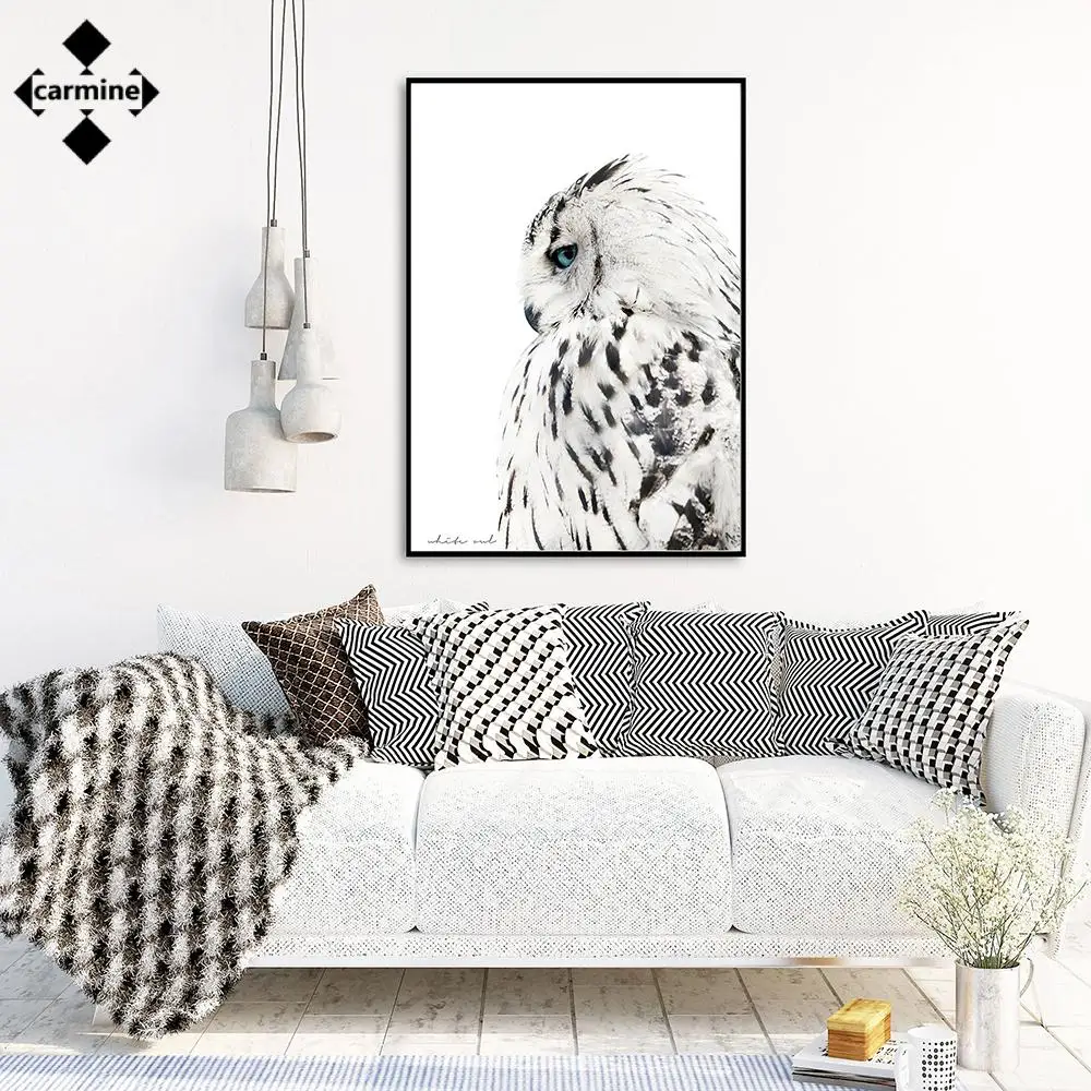 

Owl Realistic Painting Canvas Wall Art Black and White Printing Posters Modern Style Animals Wall Picture for Home Bedroom Decor