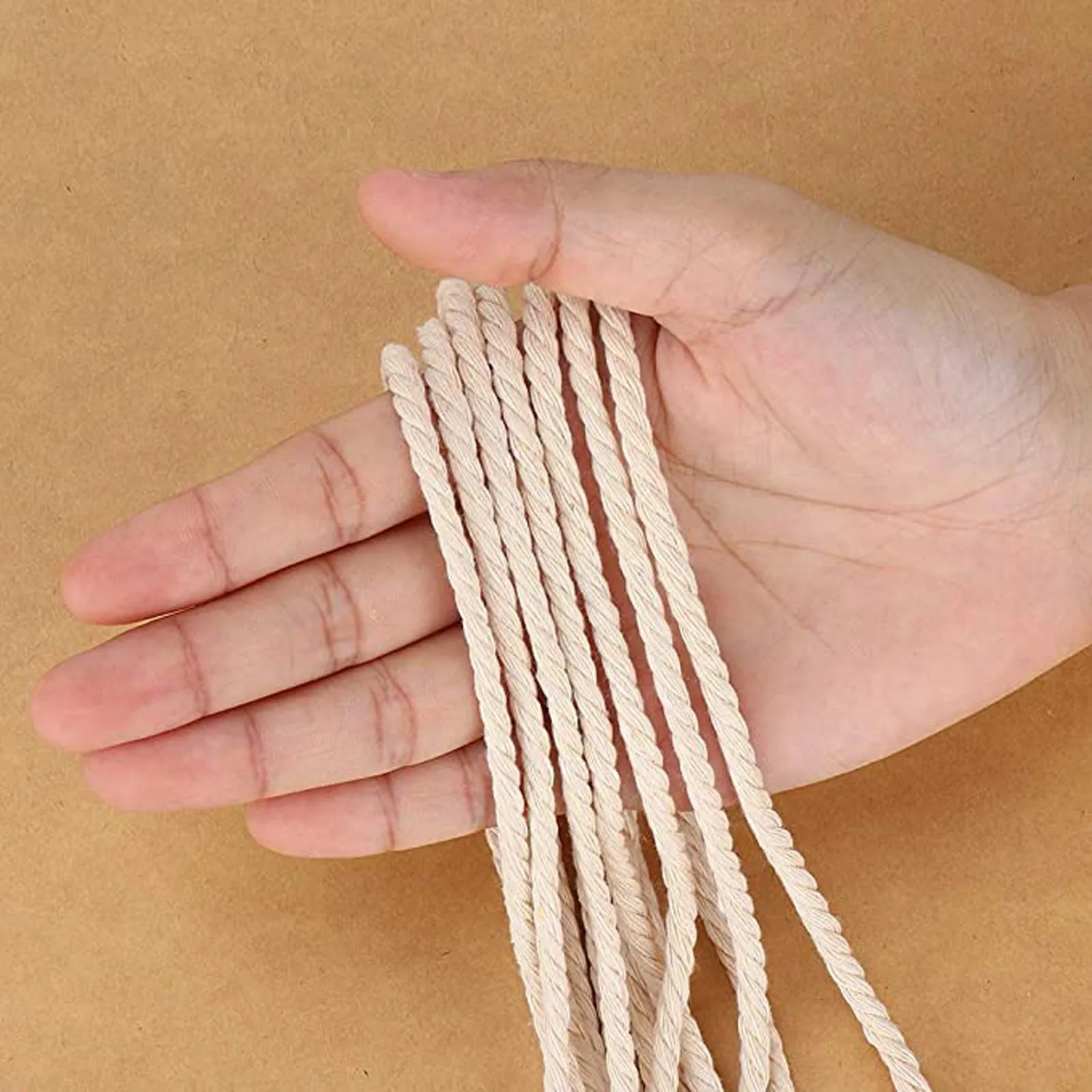 

3mm x 300m Cotton Rope Multi-purpose Creative Diy Cotton Rope Strands Twisted Macrame Cotton Cord for Wall Hanging Crafts