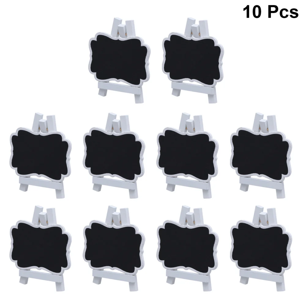 

10 Pcs Mini Chalkboards Blackboard DIY home decoration small bracket Message Board Signs Message Board (Black + White)