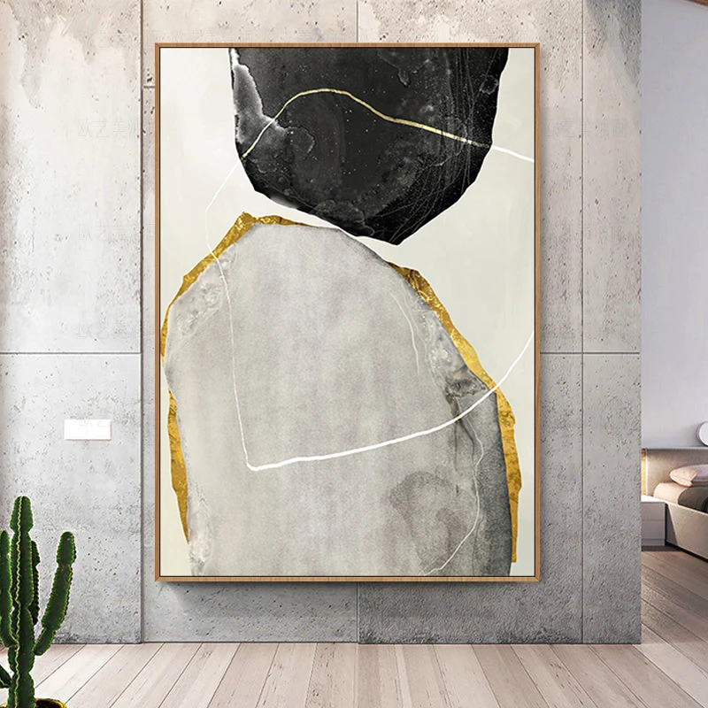 

Hand-painted Abstract Oil Painting Lucky Stone Entrance Hallway Home Light Luxury Modern Living Room Backdrop Paintings Decorati