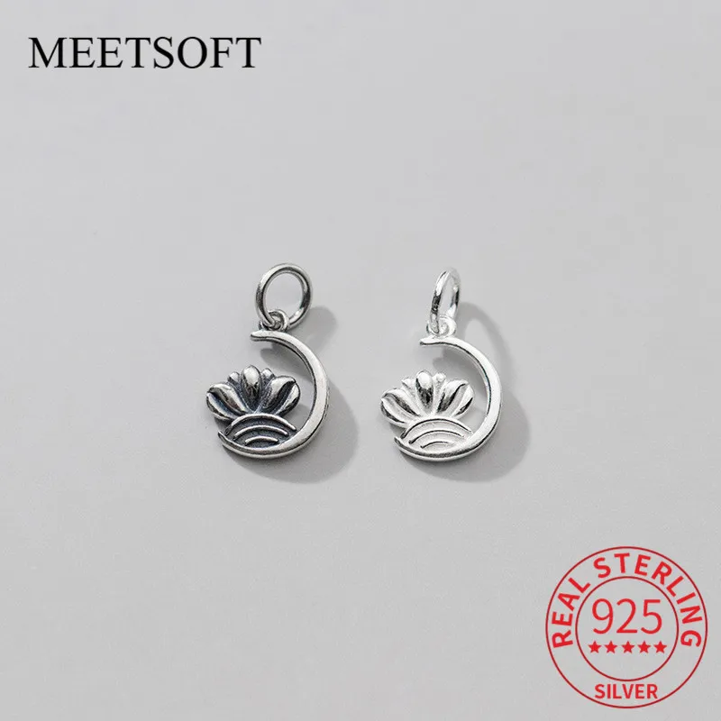 

MEETSOFT Классические Подвески из серебра 925 пробы в виде Луны и цветка, специальное ожерелье ручной работы «сделай сам», аксессуары для ювелирн...