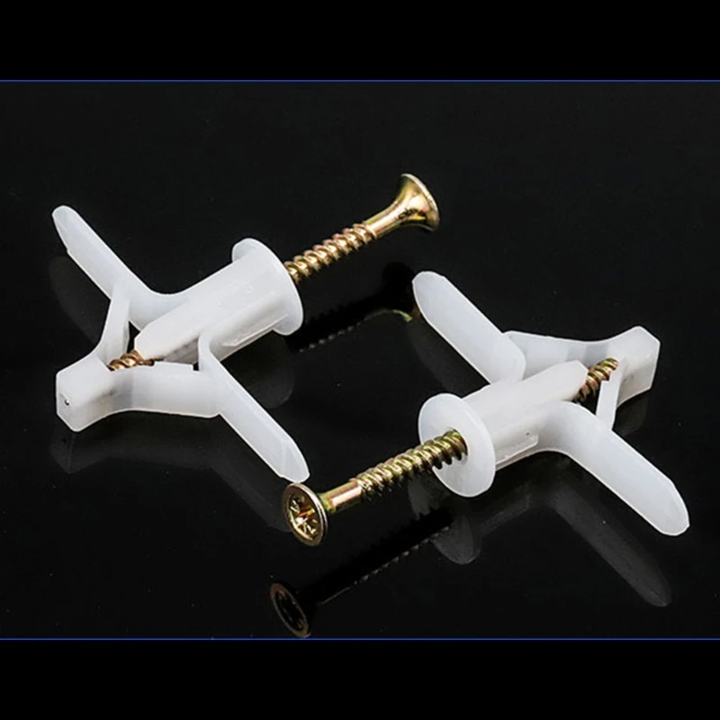 50/100pcs Expansion Drywall Anchors Kit Butterfly/Aircraft Shape Anchors Pierced Special For Nylon Plastic Gypsum Board