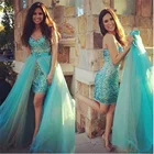 Женское платье для выпускного вечера, соблазнительное платье с бисером, украшенное бисером, со шлейфом из тюля, для особых случаев