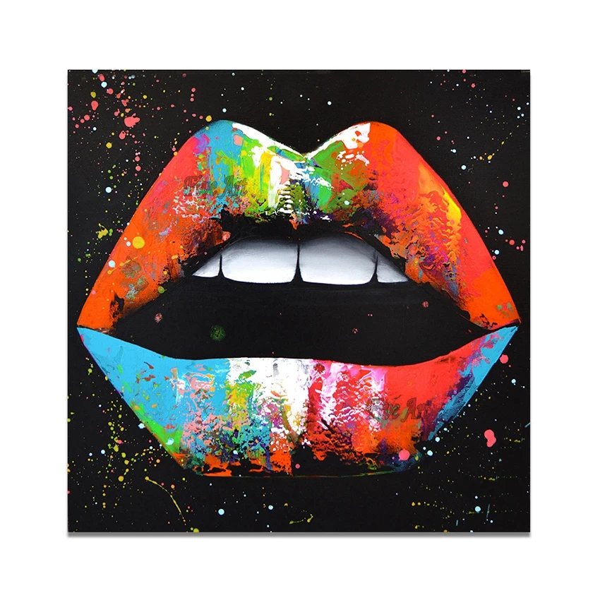 

Sexy Lady Lip Picture Art 100% Hand-painted Canvas Oil Painting Wall Art Abstract Paintings Artwork For Home Wall Decoration