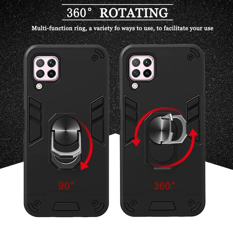 

Huawei P40 Lite Case Armor Shockproof Phone Case For Huawei P 40 Lite Nova 6 Se Nova 7i Luxury Magnetic Metal Finger Ring Cover