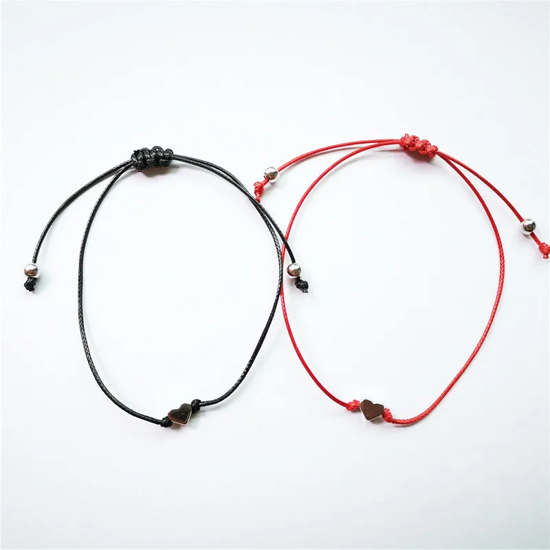 Взрывы Браслет любви простой в форме сердца Вощеная проволока Ткачество