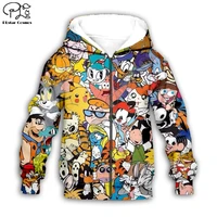 90s cartoon gang character collage 3d printed hoodies children zipper pullover cartoon sweatshirt boy for girl kid hoodies