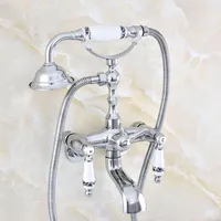 3-3/8" Polished Chrome Wall Mount Bathroom Tub Faucet Hand Shower Sprayer Clawfoot Mixer Tap zqg422