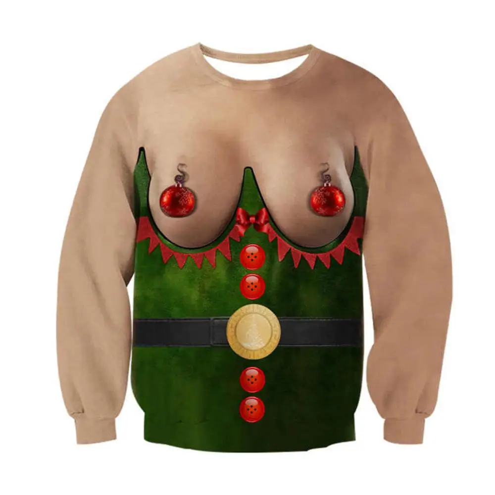 2019 Ugly Christmas Sweater Santa Claus Printed Loose Men Women Pullover Novelty Autumn Winter Tops Clothing | Женская одежда