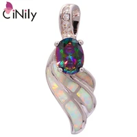 cinily created white fire opal mytic zircon cubic zirconia silver plated wholesale for women jewelry gift pendant 1 18 od5975