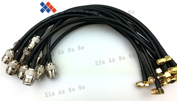 

RF SMA male plug right angle connector to N female jack pigtail cable RG58 20cm