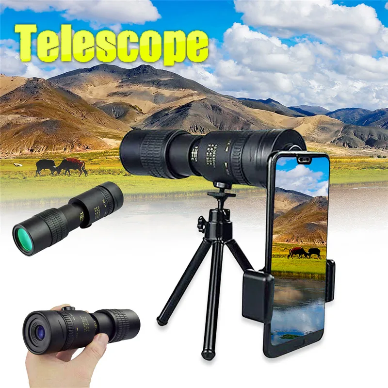 Новейший популярный монокулярный телескоп 4K 10-300x40 мм с супертелефото и зумом для