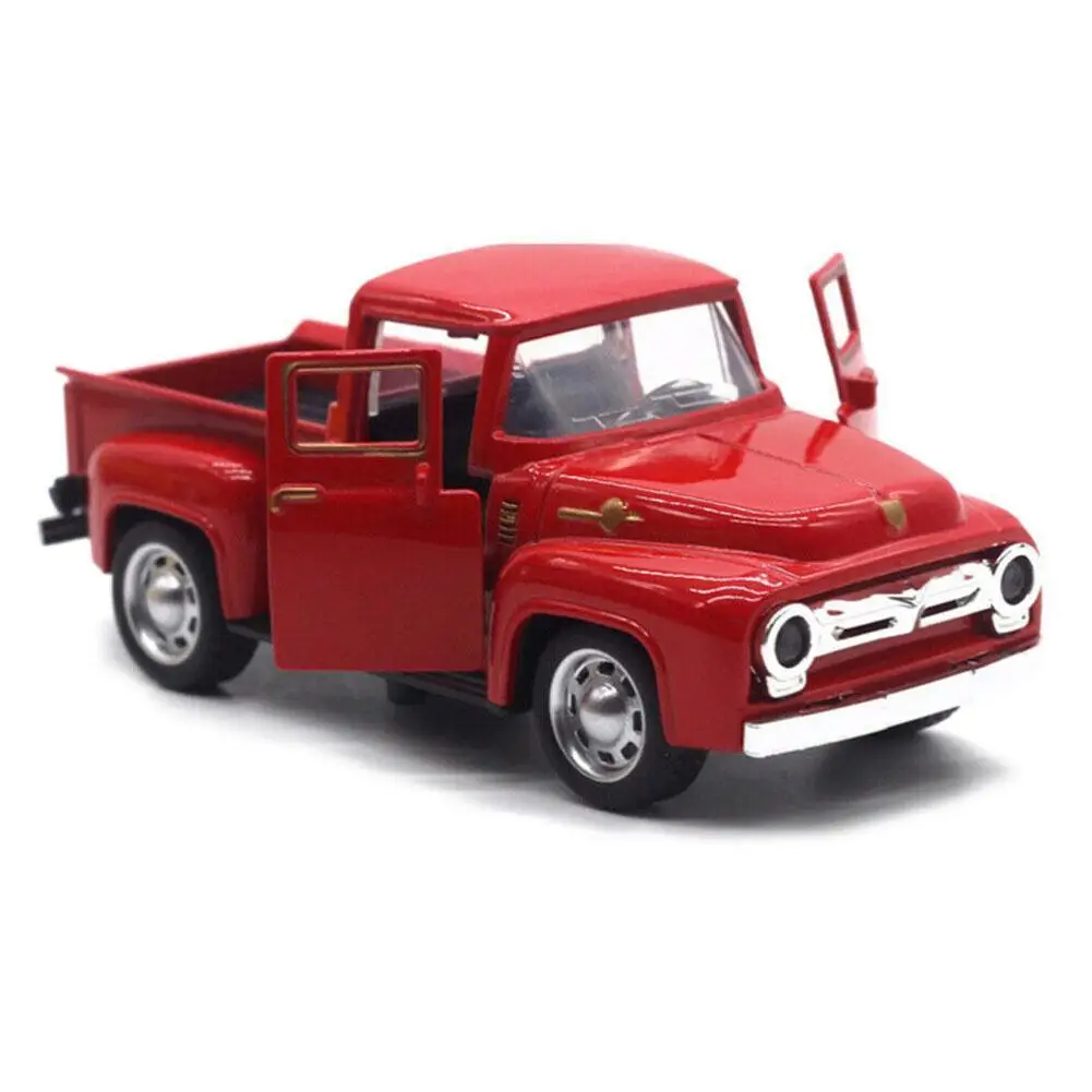 

1/32 красный металлический грузовик, винтажная красная настольная мини-декорация, детская Рождественская Высококачественная игрушка на год,...