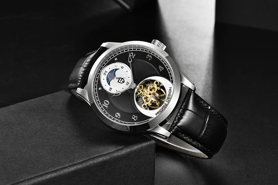 PAGANI, новинка, механические часы с каркасом турбийоном, автоматические мужские классические золотые кожаные механические наручные часы, Reloj Hombre