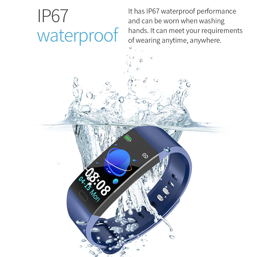 Водонепроницаемый смарт-браслет фитнес-трекер измерение артериального давления