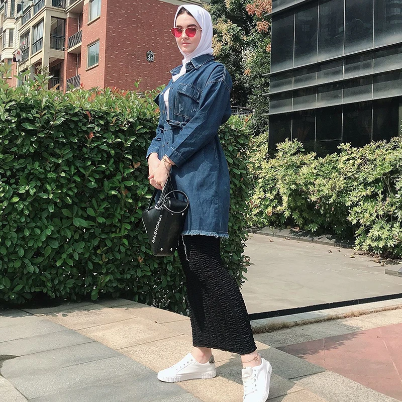 Женское джинсовое пальто Siskakia однобортная однотонная Верхняя одежда со