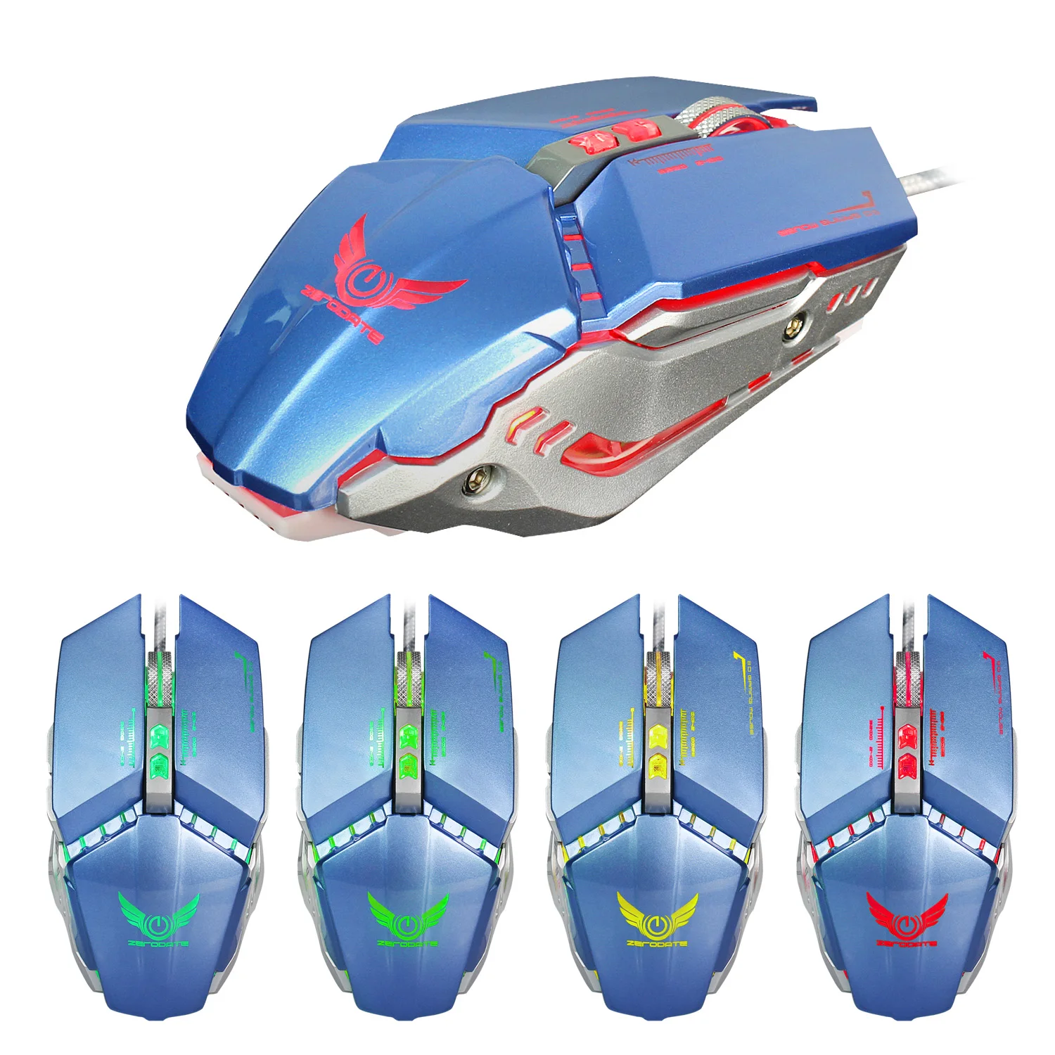 ZERODATE X700 оптическая мышь usb Механическая игровая мышь полный ключ Макросъемка Проводная игровая мышь Четыре Цвета блестящая мышь