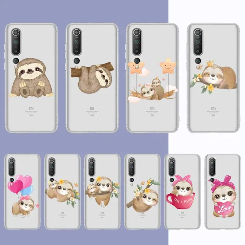 

Cute Sloth Animals Phone Case For Redmi Note 5 7 8 9 10 A K20 pro max lite for Xiaomi 10pro 10T